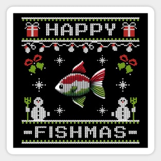 Happy Fishmas Ugly Christmas Sweater Design Magnet